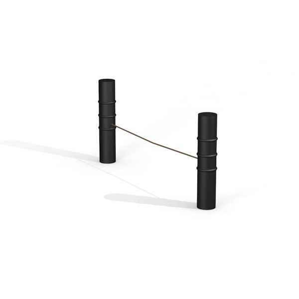 Black Slackline with two metal posts.