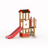 Fire-station playhouse with slide