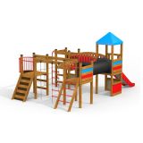 Square Play castle with slide