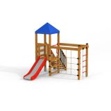 Logo Tower with Climbing Net playhouse with slide
