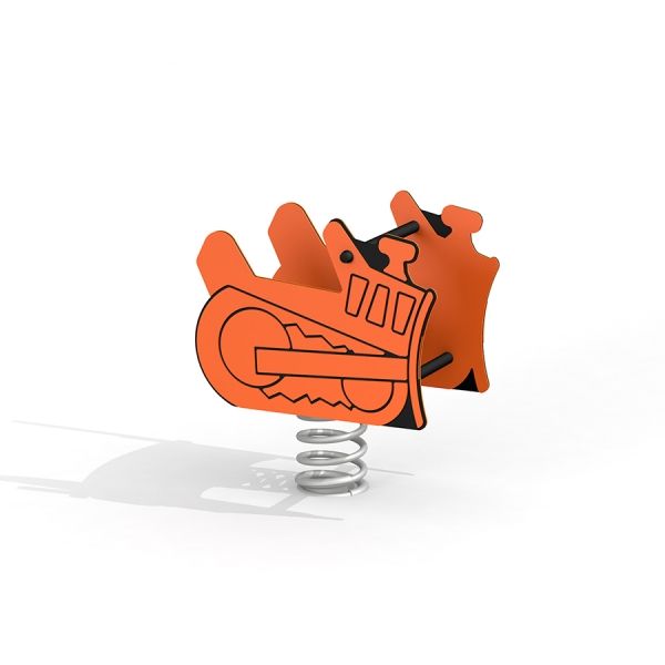 Orange Bulldozer Rocking spring ride for playgrounds.