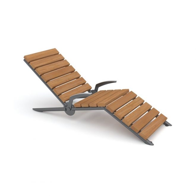 Adjustable wooden Marseille Deck Chair with metal frame.
