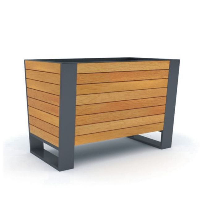 Wooden planters Ryga Flowerpot Light with metal frame.