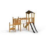 Triangle Modern Nature wooden playhouse with slide