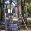 Wheelchair Swing in a park surrounded by trees and benches