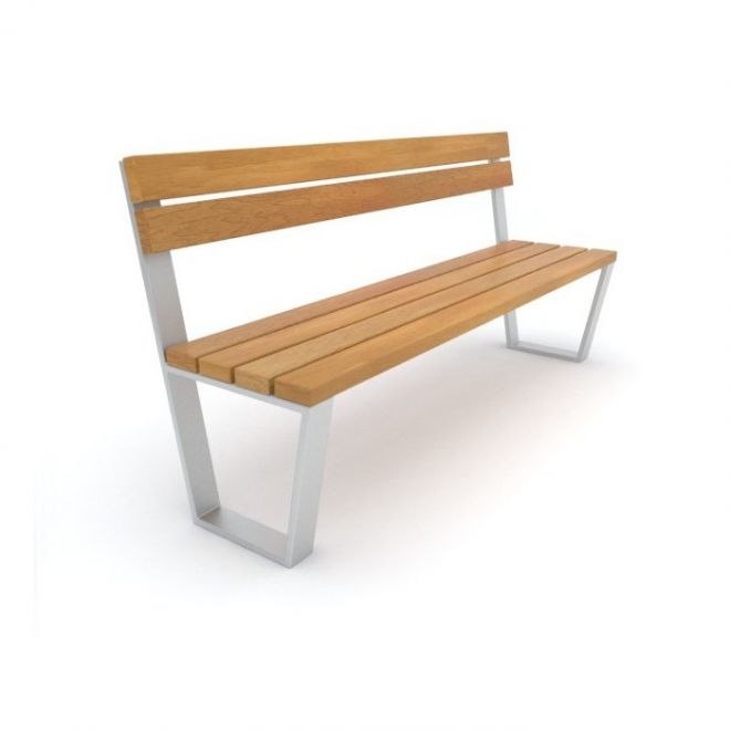 Ryga Bench w/ Backrest made of wood and metal