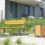 Ryga Bench w/ Backrest in a modern outdoor setting.