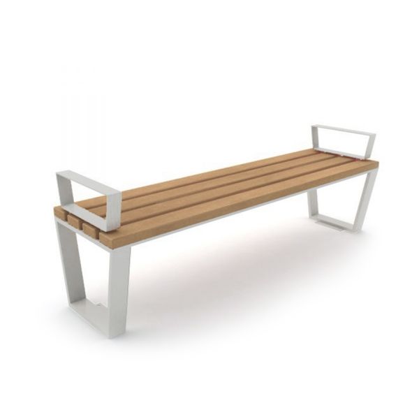 Ryga Bench w/ Armrests - modern wooden bench with metal armrests