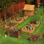 Wooden Planter in a landscaped garden with various wooden garden structures and plants.