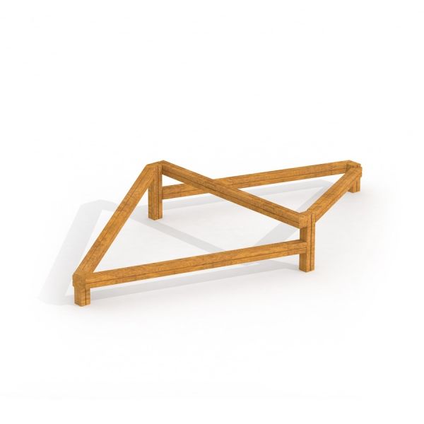 Wooden playground balancing beam Balancer in triangular shape.