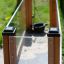 Wooden frame of Vegetable garden with clear glass and black details in the playground.