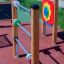 Abacus playground equipment with colorful beads on a sunny day.