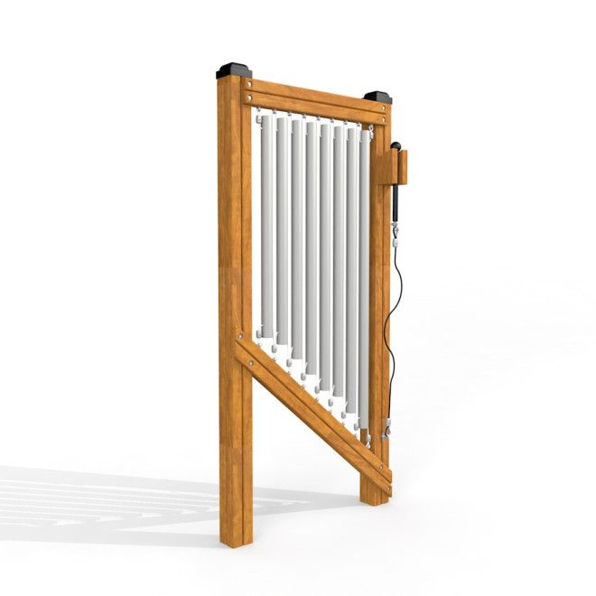 Outdoor musical instrument Tube Bells with wooden frame.