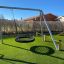 Silver Double Swing (BNS90) on a green lawn playground