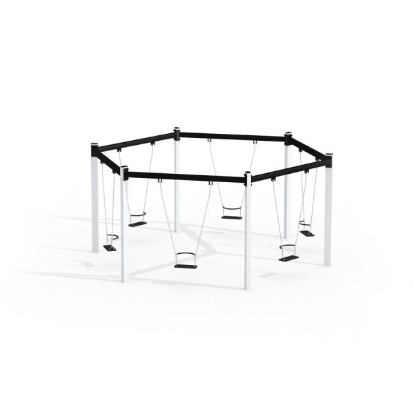 Six Arm Swing Silver (multiple swing) playground equipment in a hexagonal arrangement.
