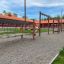 Wooden outdoor playground equipment in schoolyard – Trim Trail Nature II.