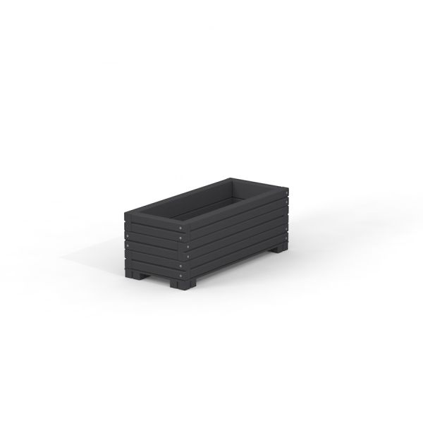 Black Wooden Flowerpot II, rectangular garden planter.