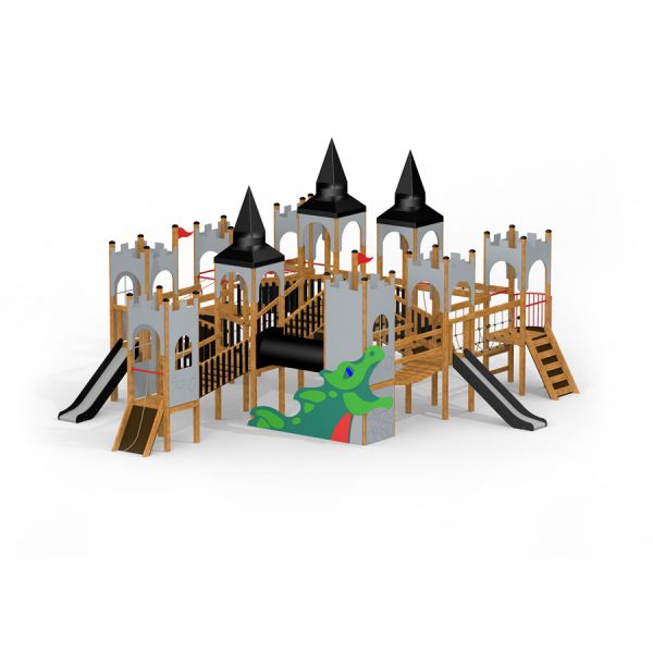 Playground structure Windsor with Dragon castle with slide.