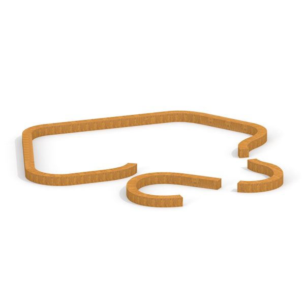 Multiarena Wooden components in various shapes on a white background.
