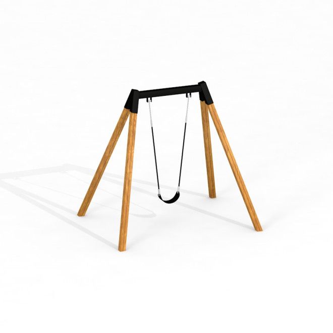 Single wooden frame swing set, Flexi Seat Single Swing.