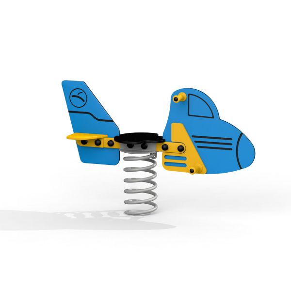 Blue and yellow Jet rocking spring rider playground equipment