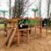 Jungle castle with slide in a playground