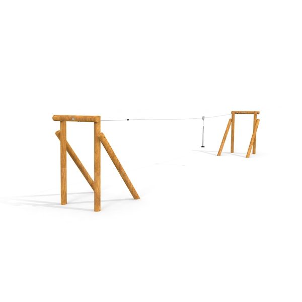 Wooden 'Cableway Nature' zip line for playgrounds.