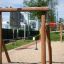 Cableway Nature wooden zipline in a playground with urban background