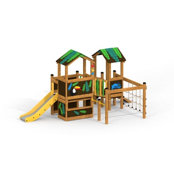 Jungle House playhouse with slide, Play houses, Playground
