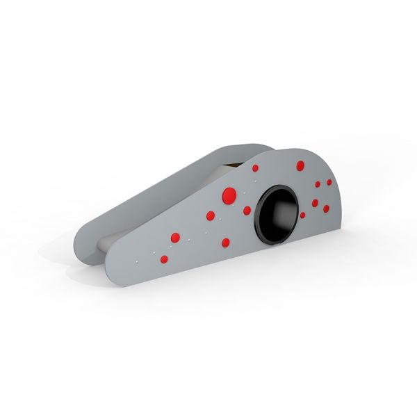 Slide for kids, Dottie I single slide, gray with red dots.