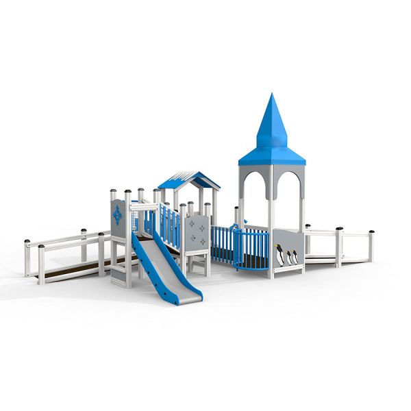 Playground structure Winter Residence with slide and tower.