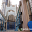 Winter Mansion wooden playground bridge with blue rope sides and white arch frame