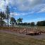 Outdoor Roman bench for back muscle exercises in a scenic park.