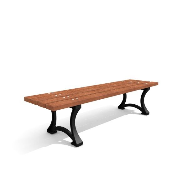 Bordeaux Bench w/o Backrest made of wood with metal legs
