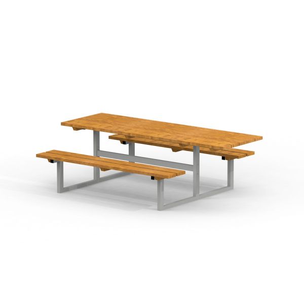 All Accessible Table & Bench made of wood and metal.
