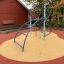 Cassiopeia, steel structure playground climbing equipment on soft rubber surface in outdoor play are