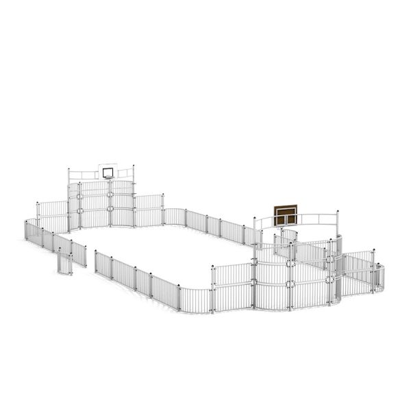 Outdoor sports arena Sport Arena 9x20 m with fencing and two basketball hoops.