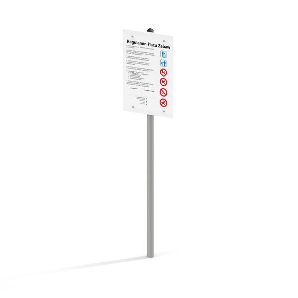 Metal Rules Sign Board for playground regulations on a metal pole