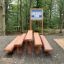 Educational outdoor fitness equipment named Stairs located in a forest.