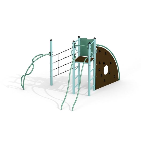 Polluks steel structure playground equipment with slide and climbing features