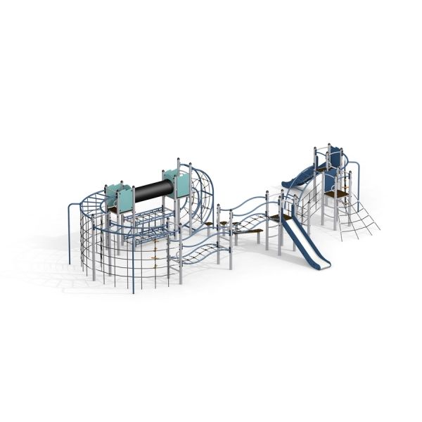 Outdoor playground structure Ursa Maior castle with slide and climbing net.
