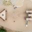 Aerial view of Galerne climbing net playground equipment.