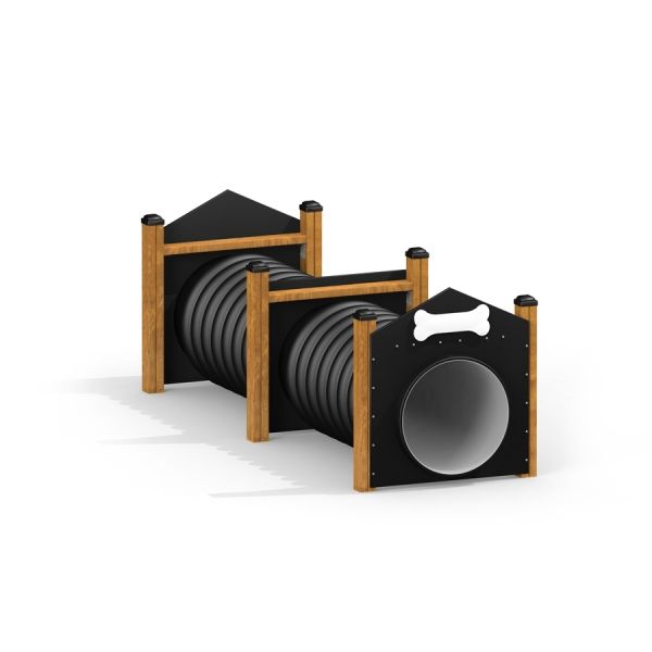 Agility Tunnel for dog training - black with wooden frame.
