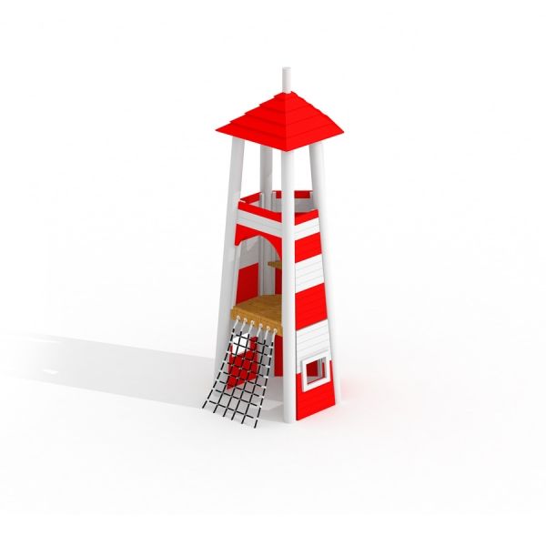 Lighthouse single playhouse with climbing net