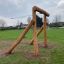Wooden structure for Cableway Nature with Platform in a park.