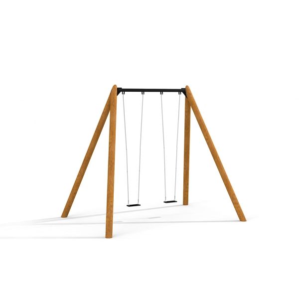 Nature Double Swing 5m wooden double swing set for playgrounds.