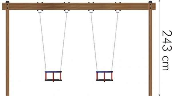 Render front view of Wooden Baby Swing