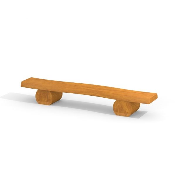 Robinia bench made of natural wood with two rounded supports.
