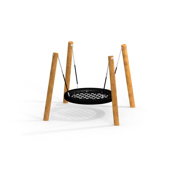 Robinia Single Swing 4 Posts (BNS 120 cm) with a round black mesh seat.