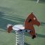 Spring rocker in the shape of a horse on a playground.